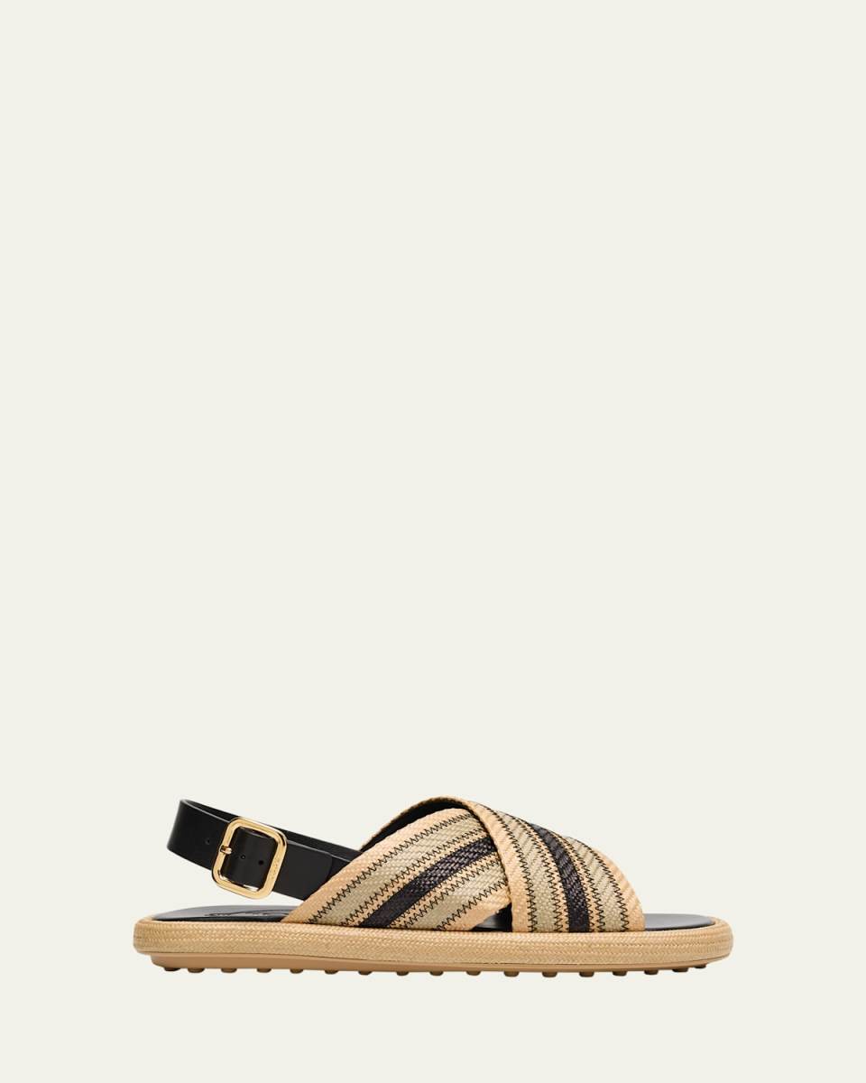 Palmera Striped Cross-Band Slide Sandals